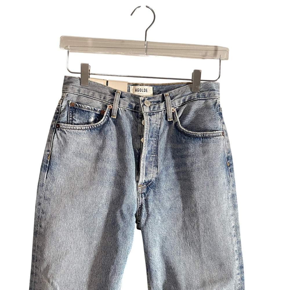 Agolde Riley Distressed High Rise Light Wash Straight Leg Jeans Size 26 NWT - Picture 9 of 12